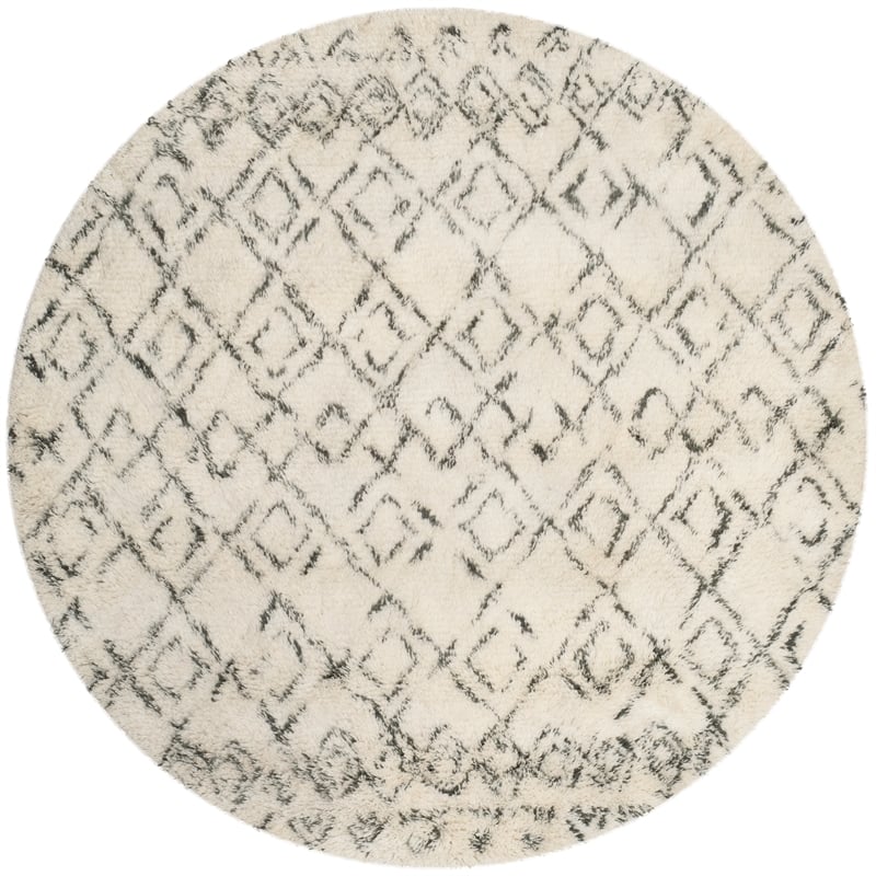 Safavieh Casablanca 6' X 6' Round Wool and Cotton Hand Tufted Rug in Ivory /Gray