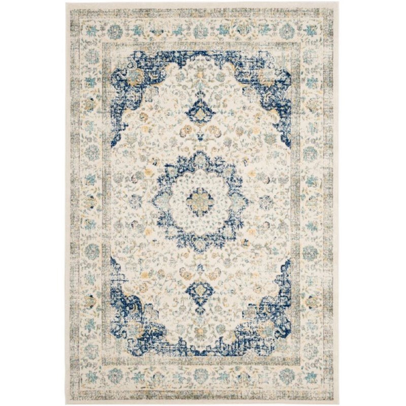 Safavieh Evoke 9' X 9' Round Rug in Ivory and Blue