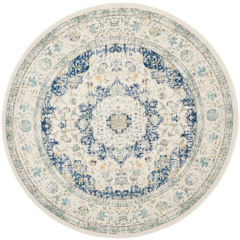 Safavieh Evoke 9' X 9' Round Rug in Ivory and Blue