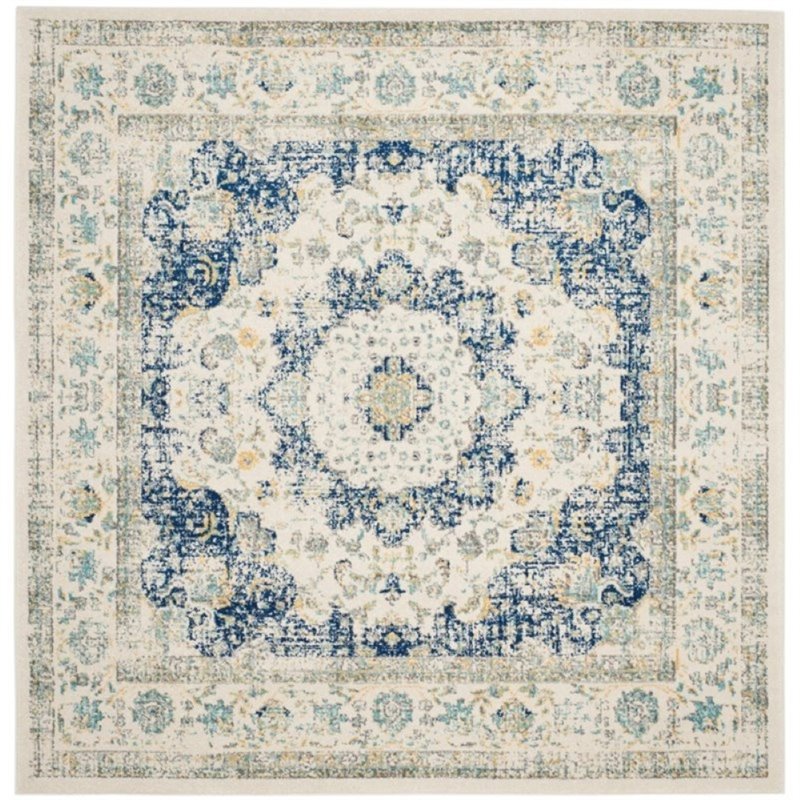 Safavieh Evoke 9' X 9' Round Rug in Ivory and Blue