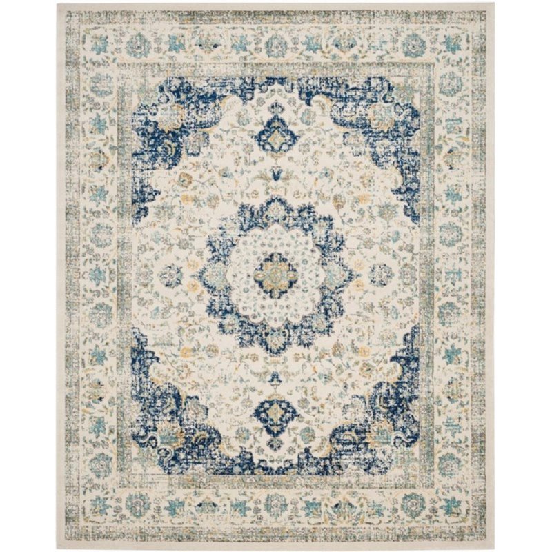 Safavieh Evoke 9' X 9' Round Rug in Ivory and Blue