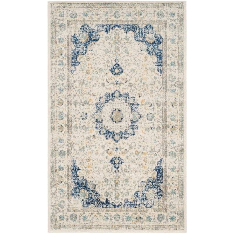 Safavieh Evoke 9' X 9' Round Rug in Ivory and Blue