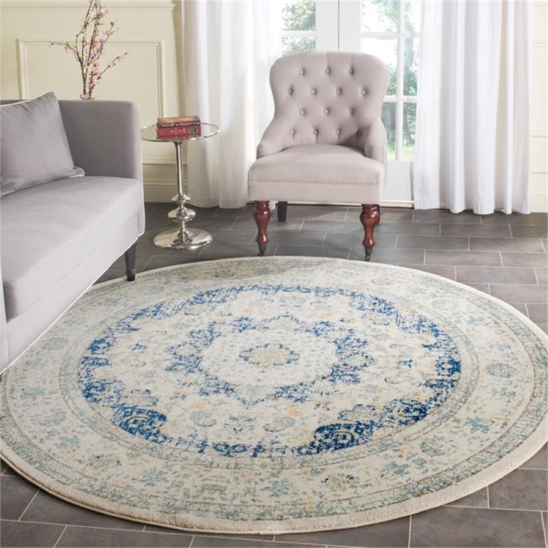 Safavieh Evoke 9 X Square Rug In Ivory And Blue Evk220c 9sq Safavieh Evoke 9 X Square Rug In Ivory And Blue