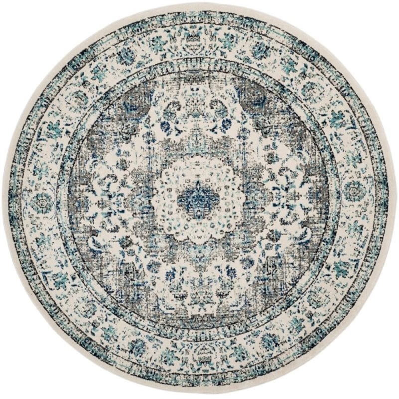 Safavieh Evoke 9' X 9' Round Rug in Gray and Ivory