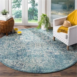 Safavieh Evoke 9' X 9' Round Rug in Blue and Ivory