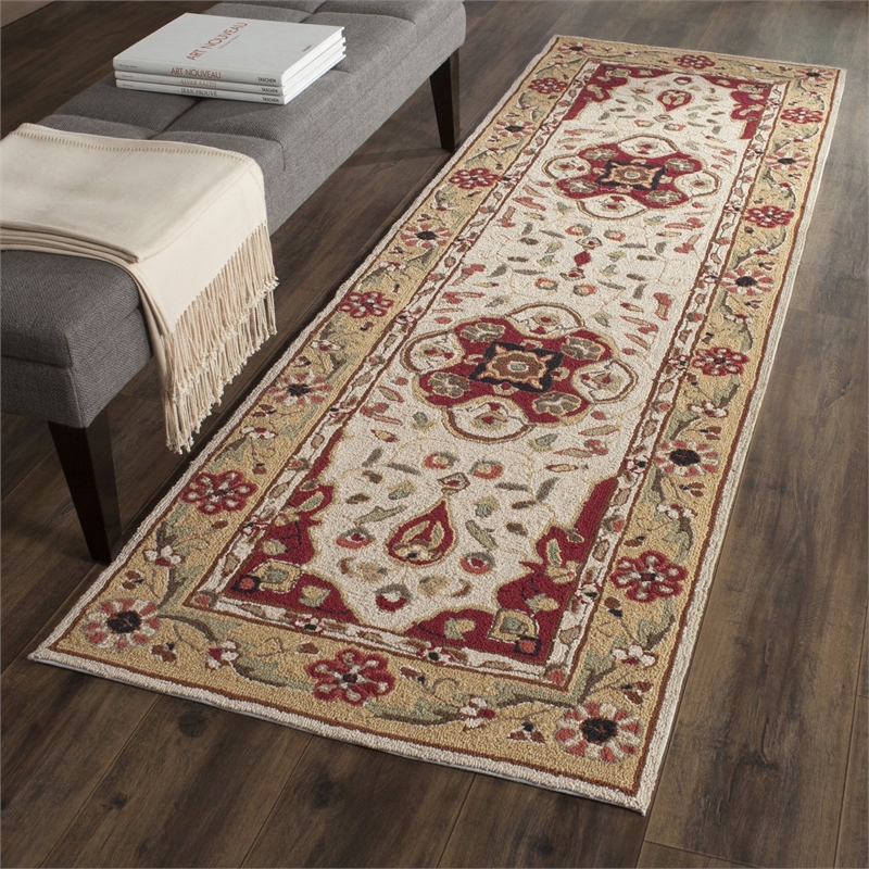 Safavieh Durarug 3' X 5' Hand Hooked Rug in Creme and Red