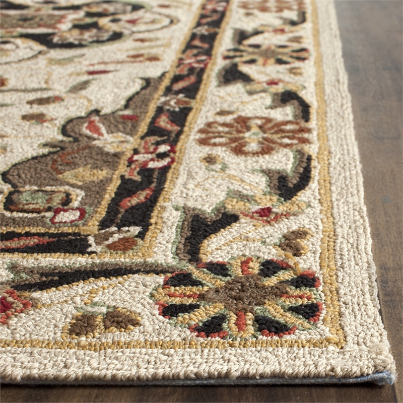 Safavieh Durarug 3' X 5' Hand Hooked Rug in Creme and Red
