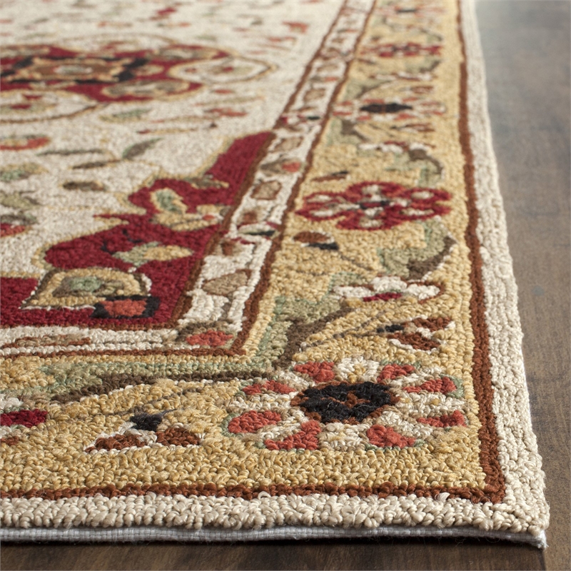 Safavieh Durarug 3' X 5' Hand Hooked Rug in Creme and Red