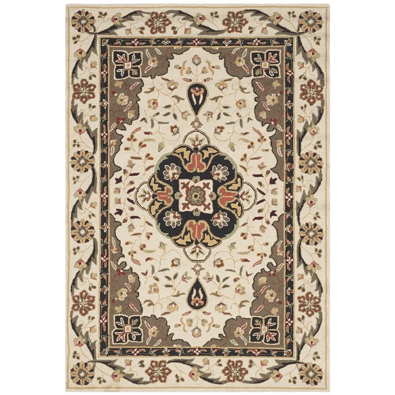 Safavieh Durarug 4' X 6' Hand Hooked Rug in Cream and Olive
