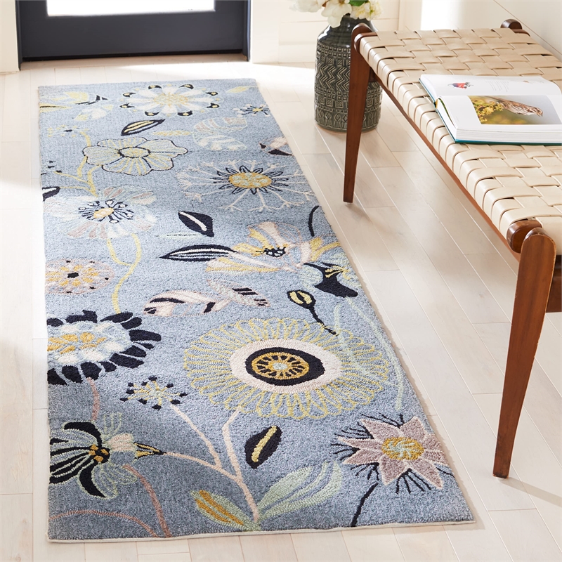 Safavieh Four Seasons 2' X 6' Hand Hooked Rug in Blue