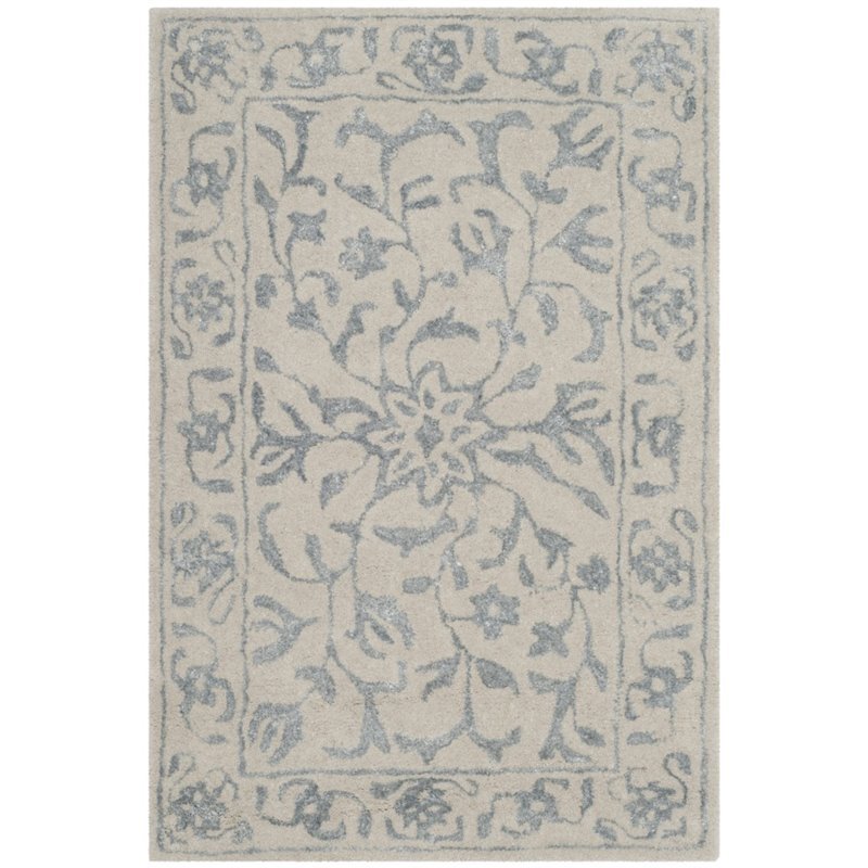 Safavieh Glamour 2' X 3' Hand Tufted Wool Pile Rug in Silver and Ivory