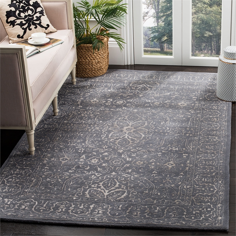 Safavieh Glamour 4' X 6' Hand Tufted Wool Pile Rug in Steel and Blue