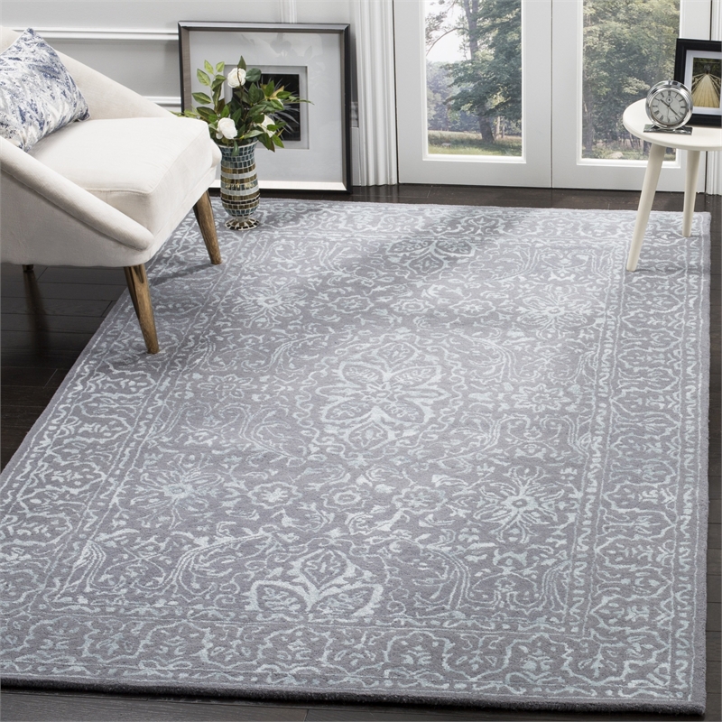 Safavieh Glamour 6' X 6' Square Hand Tufted Wool Rug in Opal and Gray