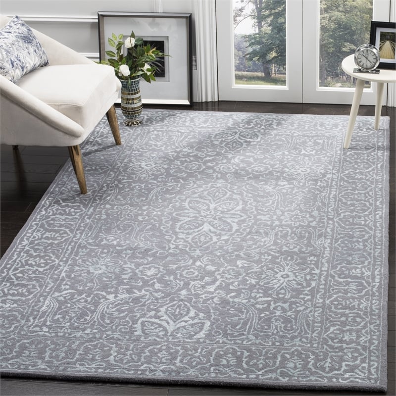 Safavieh Glamour 8' X 10' Hand Tufted Wool Pile Rug in Opal and Gray