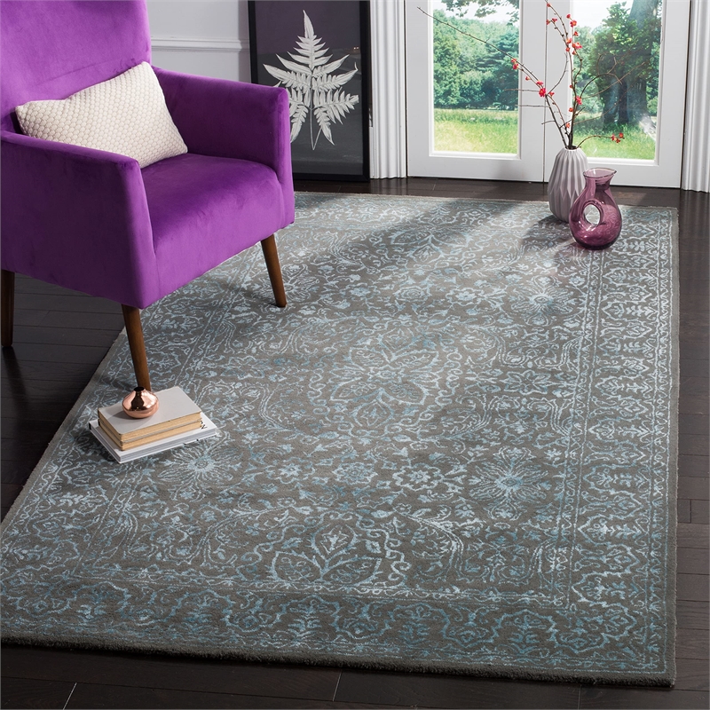 Safavieh Glamour 6' X 9' Hand Tufted Wool Rug in Blue and Dark Gray