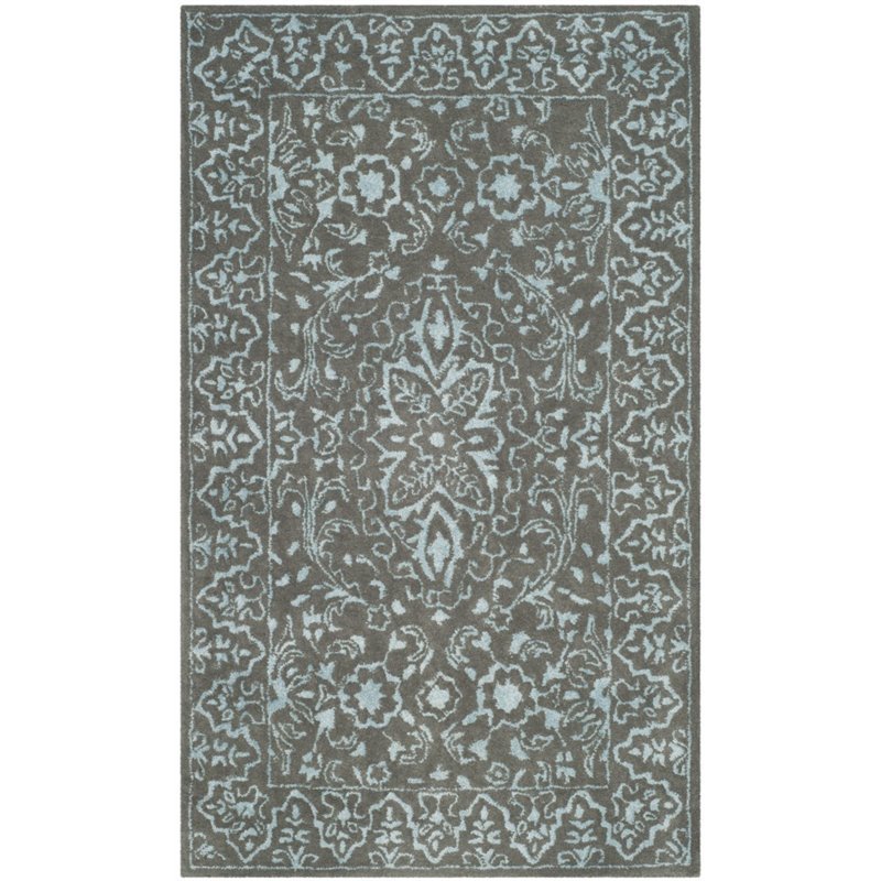 Safavieh Glamour 8 X 10 Hand Tufted Wool Rug In Blue And Dark Gray Safavieh Glamour 8 X 10 Hand Tufted Wool Rug In Blue And Dark Gray