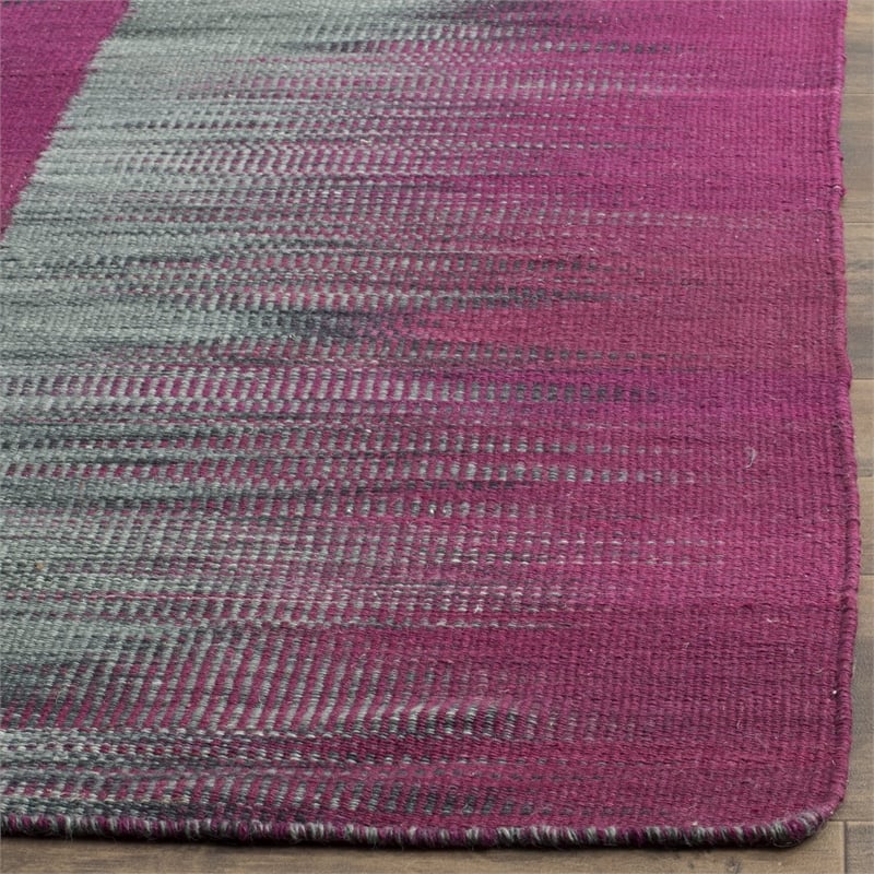 Safavieh Kilim 4' X 6' Hand Woven Wool Pile Rug in Purple and Charcoal