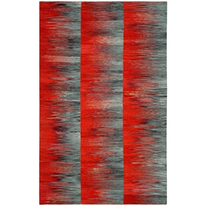 Safavieh Kilim 4' X 6' Hand Woven Wool Pile Rug in Red and Charcoal