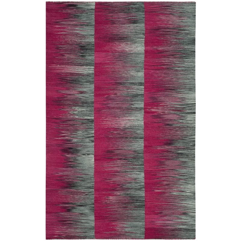 Safavieh Kilim 4' X 6' Hand Woven Wool Rug in Fuchsia and Charcoal