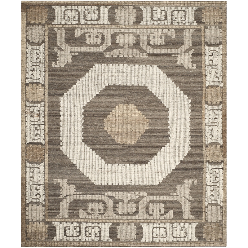 Safavieh Kenya 9' X 12' Hand Knotted Wool Pile Rug in Ivory and Brown