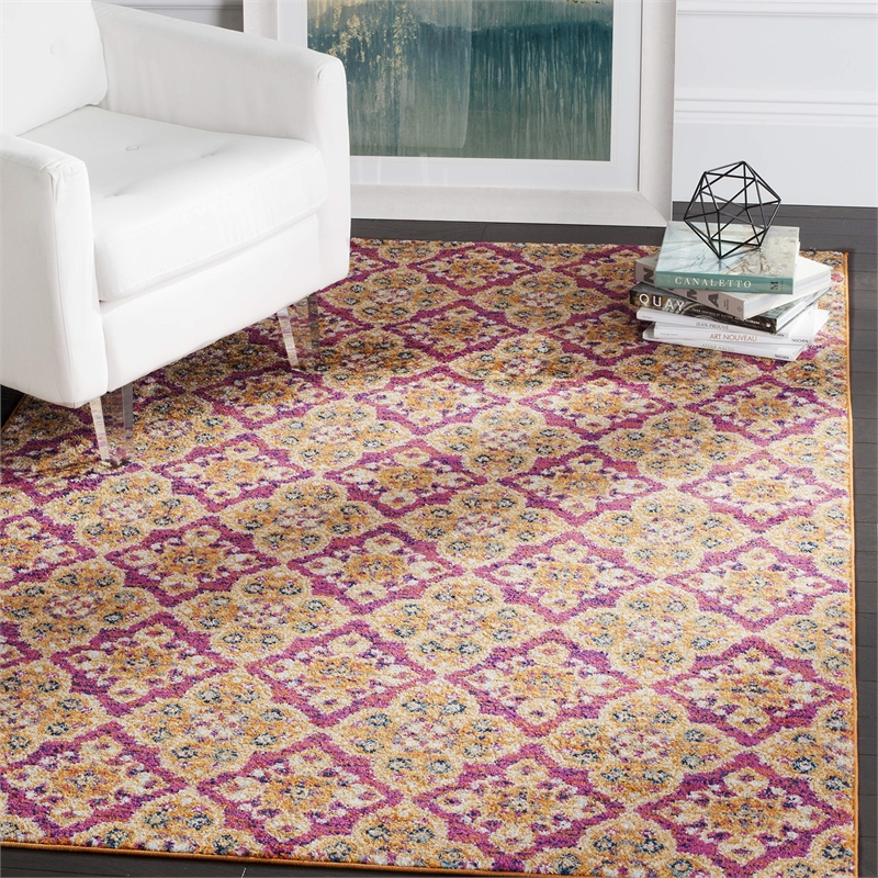 Safavieh Madison 4' X 6' Rug in Fuchsia and Gold
