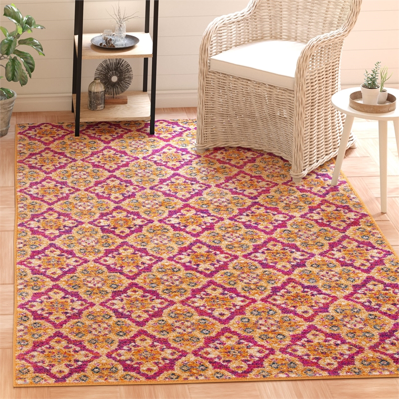 Safavieh Madison 9' X 12' Rug in Fuchsia and Gold