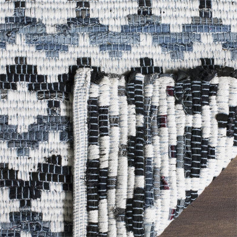 Safavieh Montauk 3' X 5' Hand Woven Cotton Rug in Ivory Blue and Black