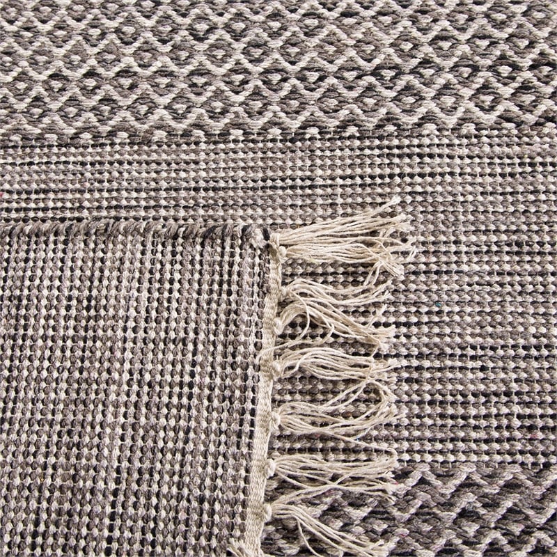 Safavieh Montauk 6' X 9' Hand Woven Cotton Rug in Ivory and Anthracite