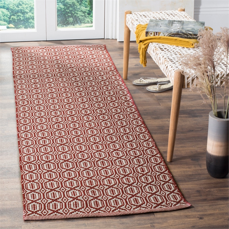 Safavieh Montauk 3' X 5' Hand Woven Cotton Pile Rug in Ivory and Navy