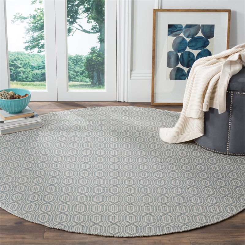 Safavieh Montauk 3' X 5' Hand Woven Cotton Pile Rug in Ivory and Navy