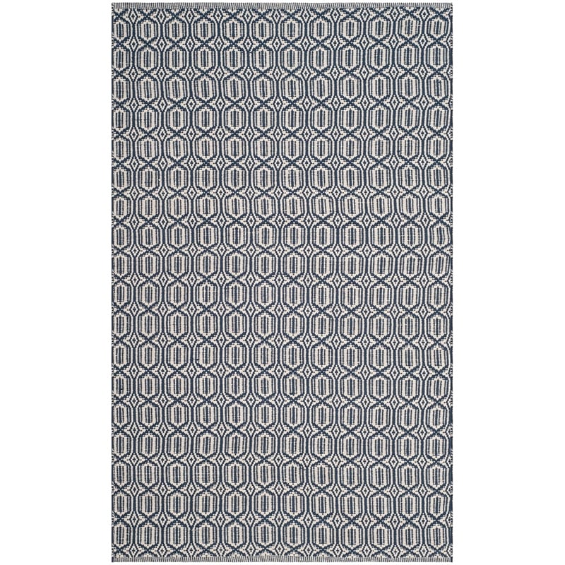 Safavieh Montauk 4' X 6' Hand Woven Cotton Pile Rug in Ivory and Navy