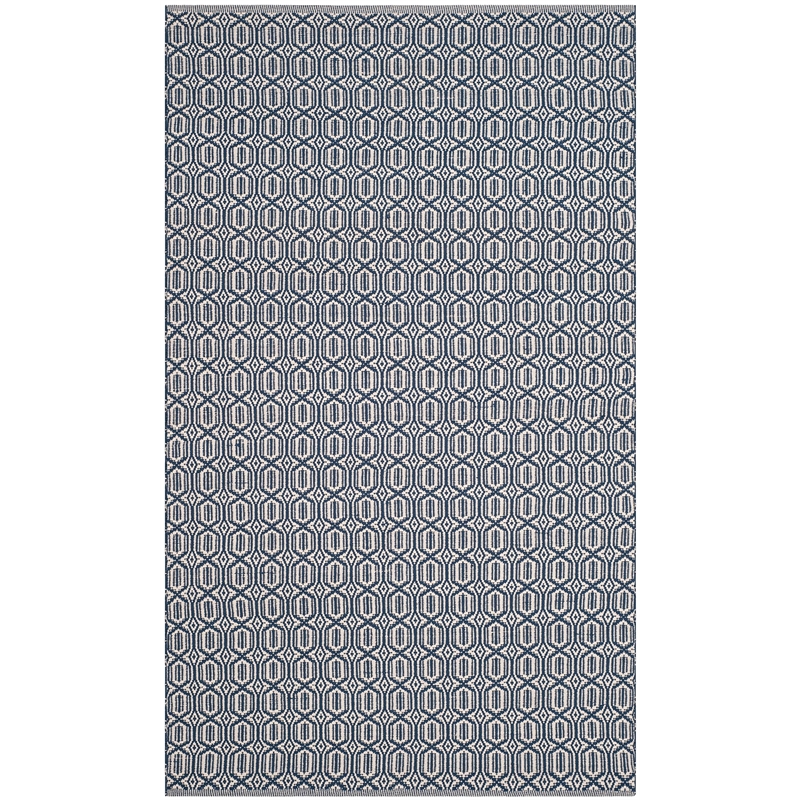 Safavieh Montauk 5' X 8' Hand Woven Cotton Pile Rug in Ivory and Navy