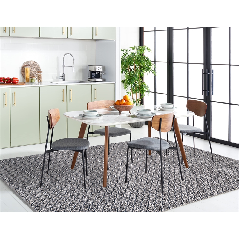 Safavieh Montauk 6' X 9' Hand Woven Cotton Pile Rug in Ivory and Navy