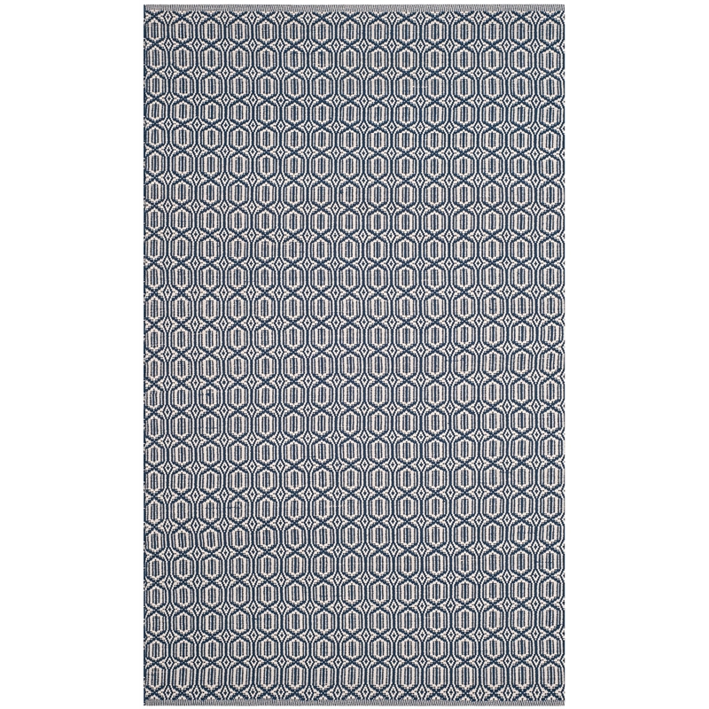 Safavieh Montauk 6' X 9' Hand Woven Cotton Pile Rug in Ivory and Navy