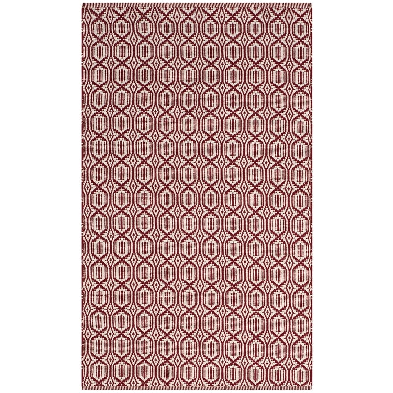 Safavieh Montauk 3' X 5' Hand Woven Cotton Pile Rug in Ivory and Red