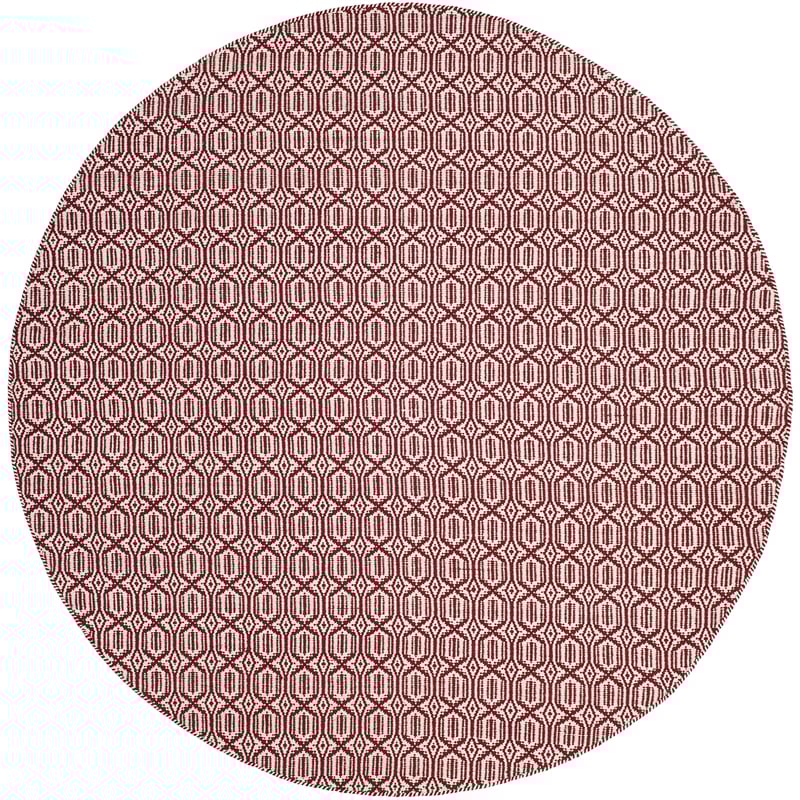Safavieh Montauk 6' X 6' Round Hand Woven Cotton Rug in Ivory and Red