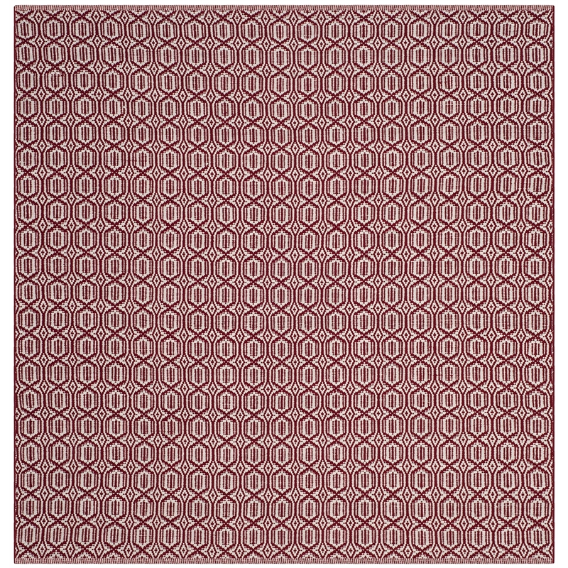 Safavieh Montauk 6' X 6' Square Hand Woven Cotton Rug in Ivory and Red