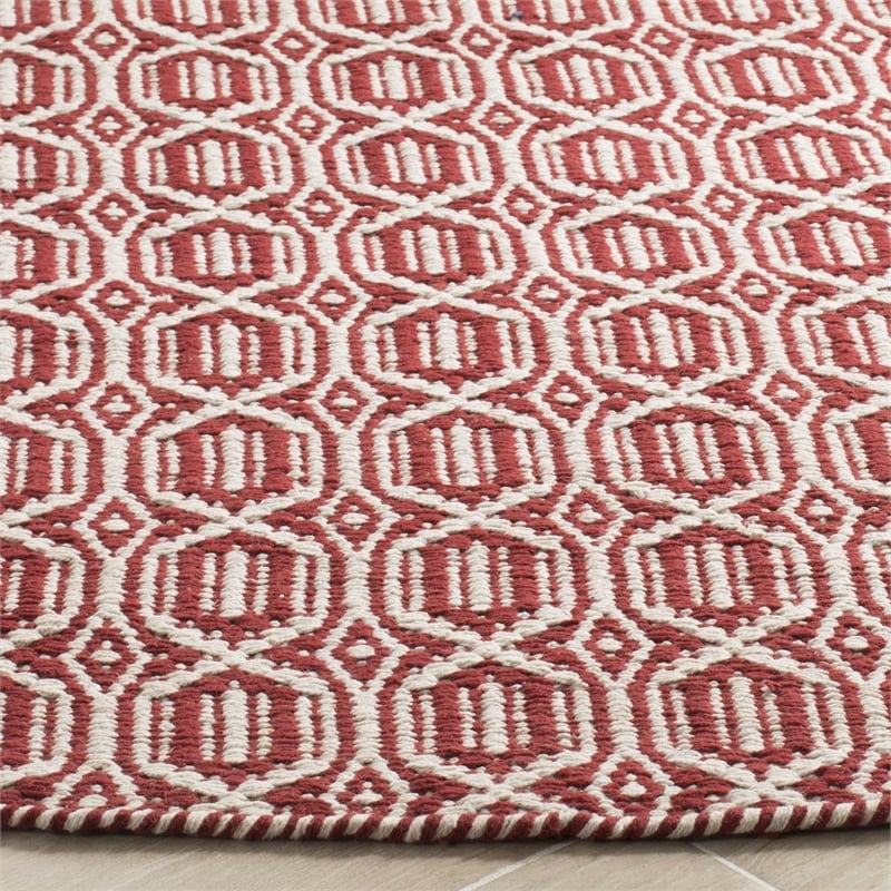 Safavieh Montauk 6' X 6' Square Hand Woven Cotton Rug in Ivory and Red