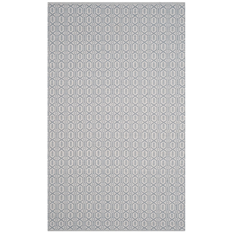 Safavieh Montauk 5' X 8' Hand Woven Cotton Pile Rug in Ivory and Blue