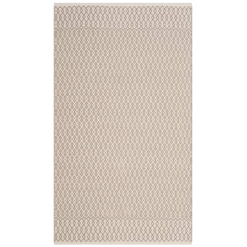 Safavieh Montauk 3' X 5' Hand Woven Cotton Pile Rug in Ivory and Gray