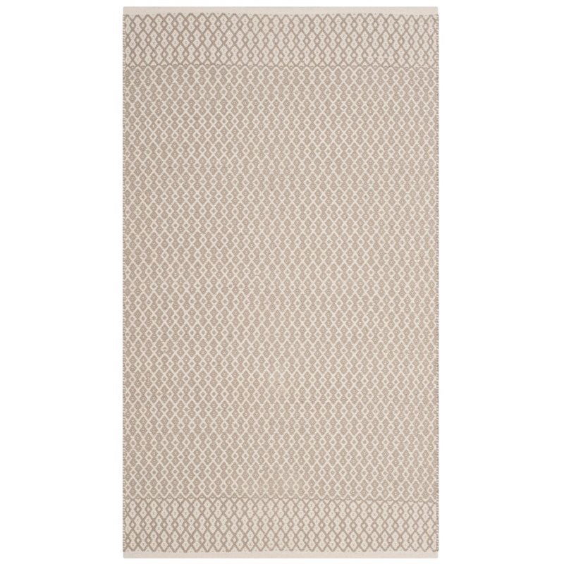 Safavieh Montauk 3' X 5' Hand Woven Cotton Pile Rug in Ivory and Gray