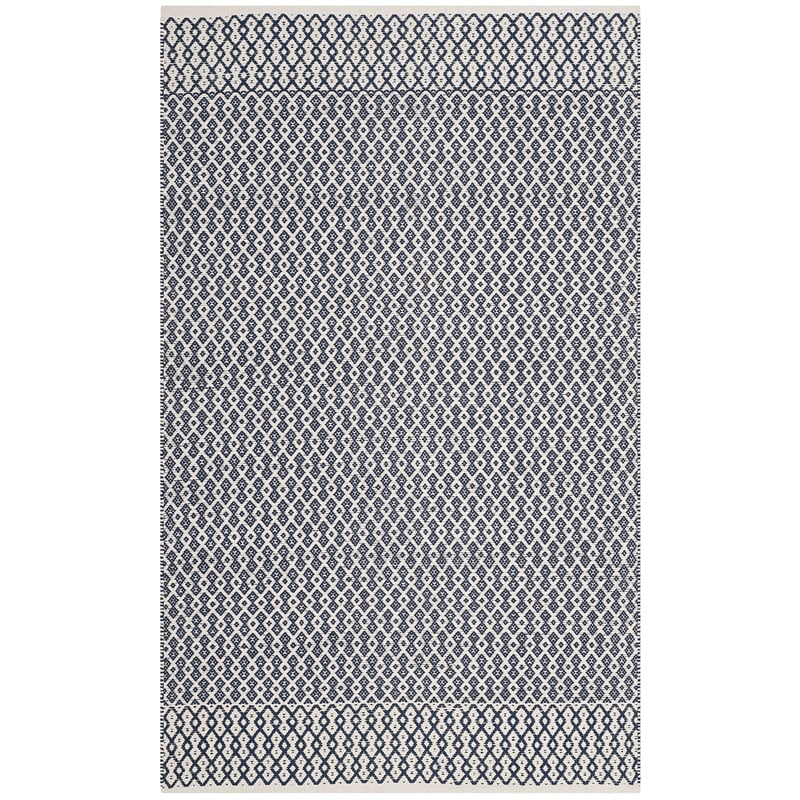 Safavieh Montauk 3' X 5' Hand Woven Cotton Pile Rug in Ivory and Navy