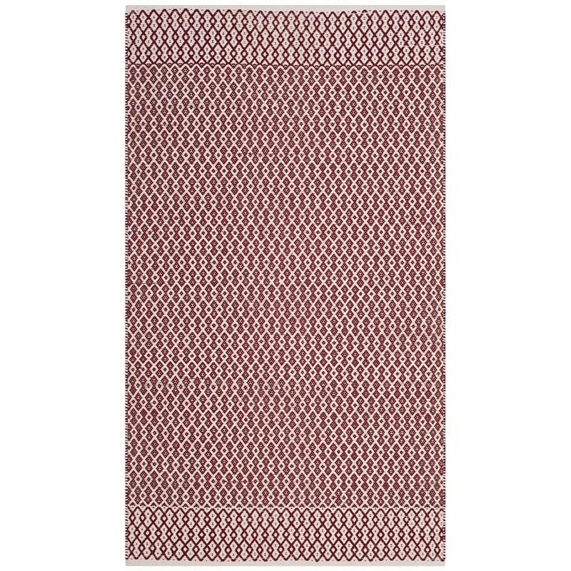 Safavieh Montauk 3' X 5' Hand Woven Cotton Pile Rug in Ivory and Red