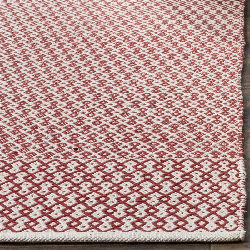 Safavieh Montauk 6' X 6' Square Hand Woven Cotton Rug in Ivory and Red