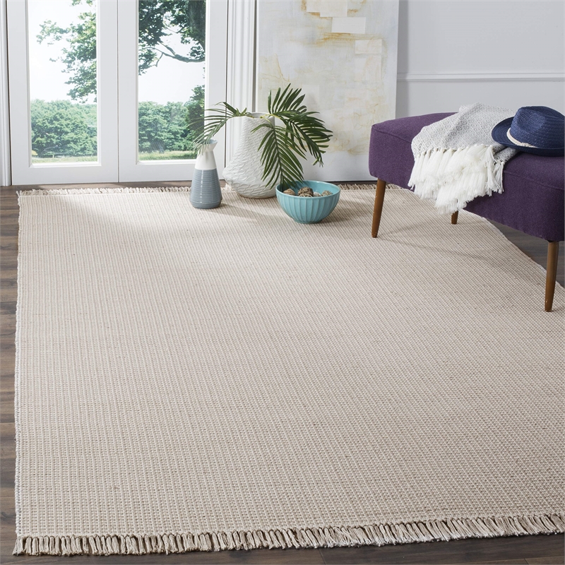 Safavieh Montauk 6' X 9' Hand Woven Cotton Pile Rug in Ivory and Gray