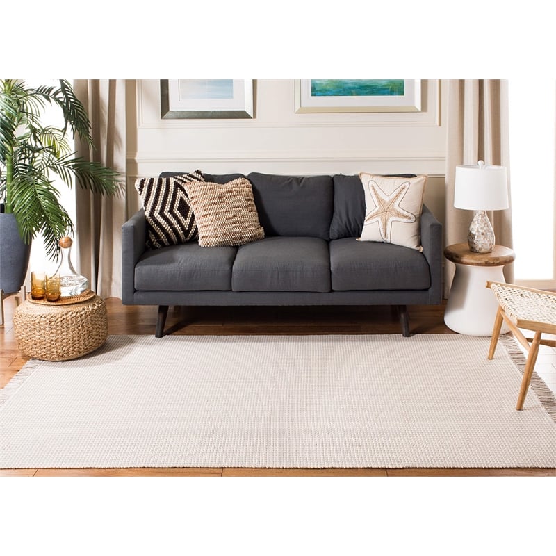 Safavieh Montauk 6' X 9' Hand Woven Cotton Pile Rug in Ivory and Gray