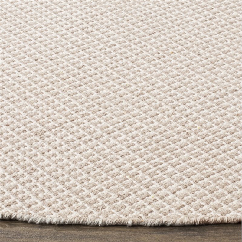Safavieh Montauk 6' X 6' Round Hand Woven Cotton Rug in Ivory and Gray