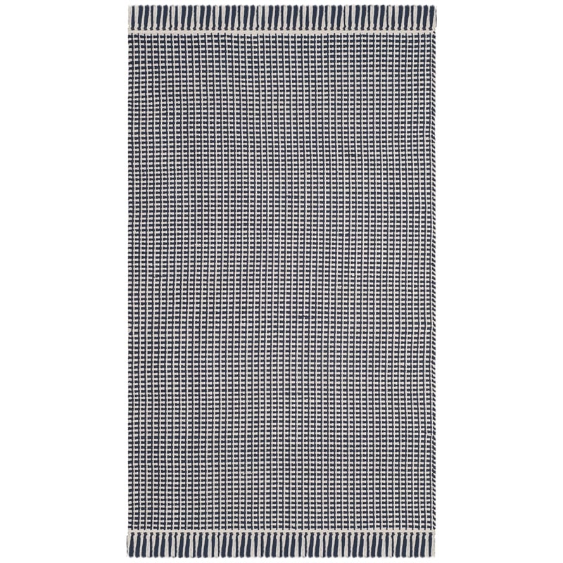 Safavieh Montauk 3' X 5' Hand Woven Cotton Pile Rug in Ivory and Navy