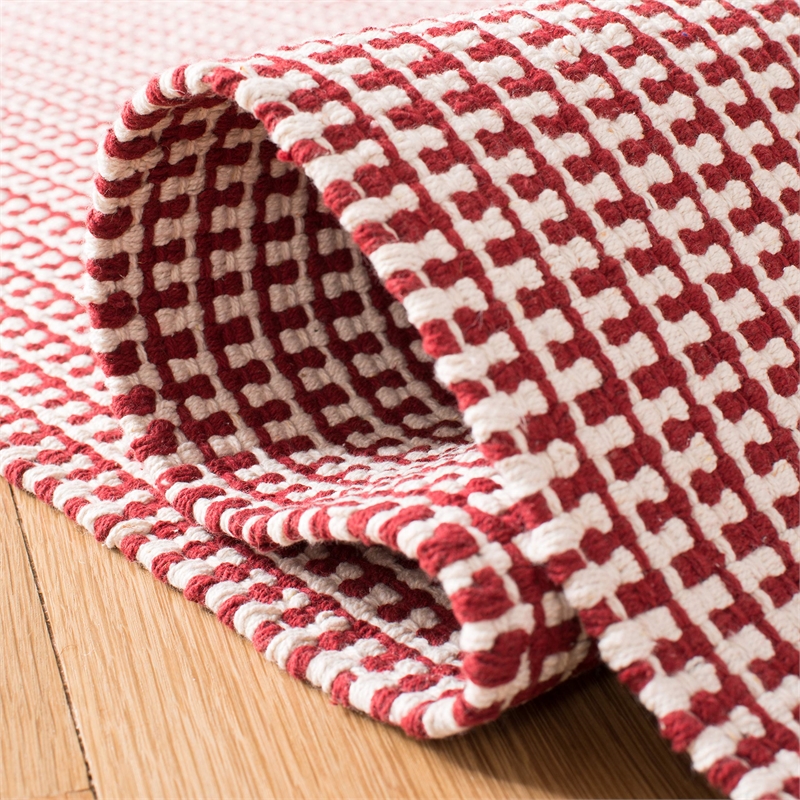 Safavieh Montauk 3' X 5' Hand Woven Cotton Pile Rug in Ivory and Red