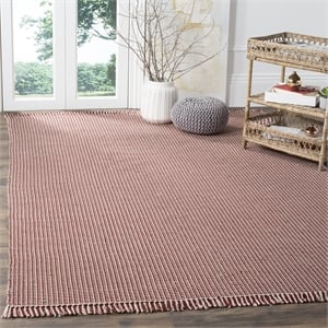 Safavieh Montauk 6' X 9' Hand Woven Cotton Pile Rug in Ivory and Red